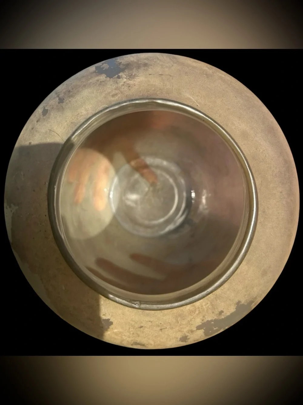 Anthropologie Frosted Glass Vase with Gold Accents - Large